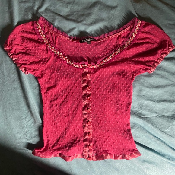 SOLD—PINK MILKMAID BETSEYJOHNSON TOP. .. Trade Preferred - Picture 2 of 8